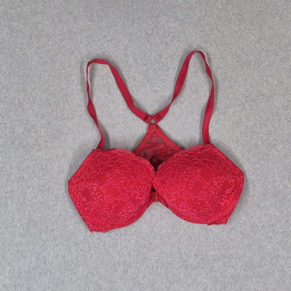 Victoria's Secret Women Bra 34D Red Floral Dream Angels Racerback Front Closure